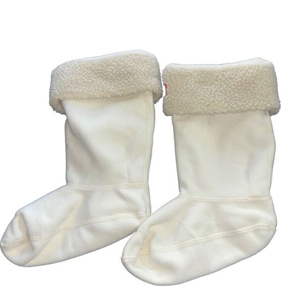 Hunter sheepy fleece cuff boot socks natural white kids XL - Picture 3 of 8